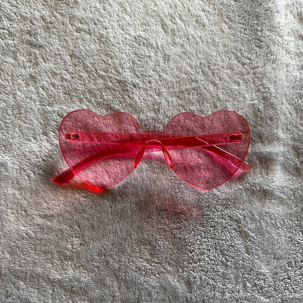 Pink Heart Shaped Rimless Sunglasses Y2K Retro Fashion Glasses - E338